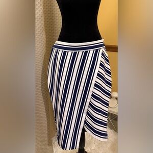 Express NWT Navy and White Striped Wrap Midi Skirt